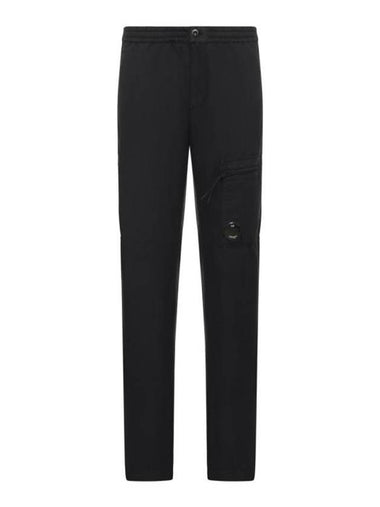 Linen Blend Cargo Straight Pants Black - CP COMPANY - BALAAN 1