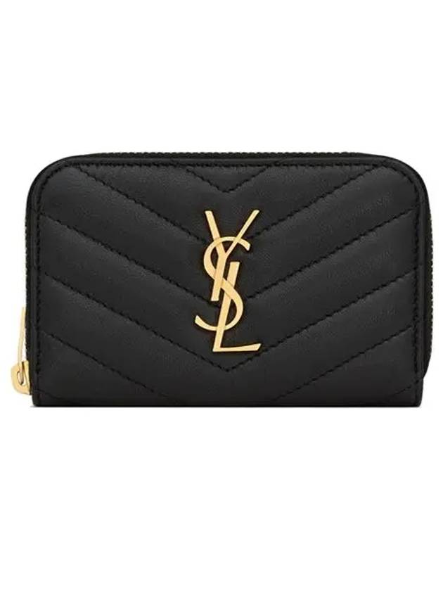 Cassandre Matelasse Lambskin Coin Wallet Black - SAINT LAURENT - BALAAN 3