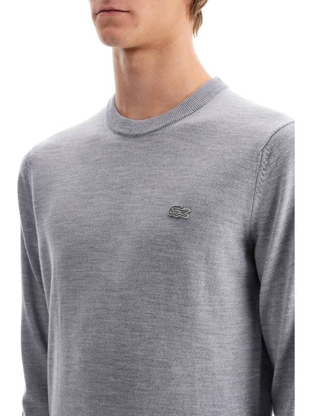 Merino Wool Crew Neck Knit Top Grey - LACOSTE - BALAAN 5