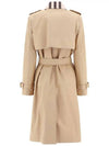 Women's Check Panel Cotton Gabardine Regular Fit Trench Coat Beige - BURBERRY - BALAAN 4