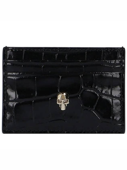 Skull Crocodile Leather Card Wallet Black - ALEXANDER MCQUEEN - BALAAN 2