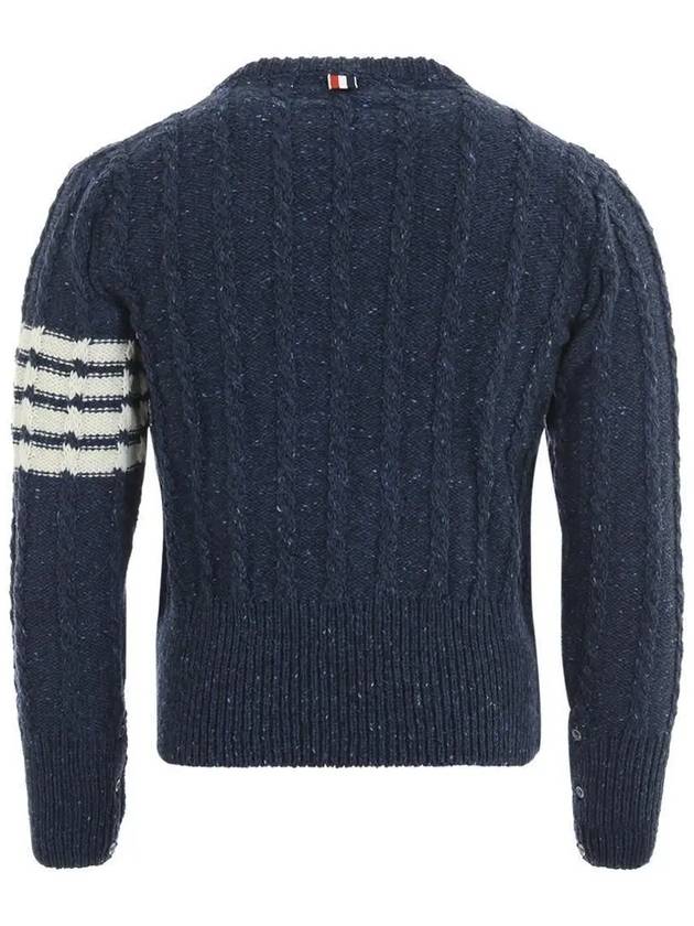 Donegal Twist Cable 4-Bar Classic Crewneck Knit Top Blue - THOM BROWNE - BALAAN 3