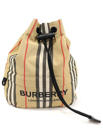 80267371 Icon Stripe ECONYL Drawstring Pouch Phoebe - BURBERRY - BALAAN 1