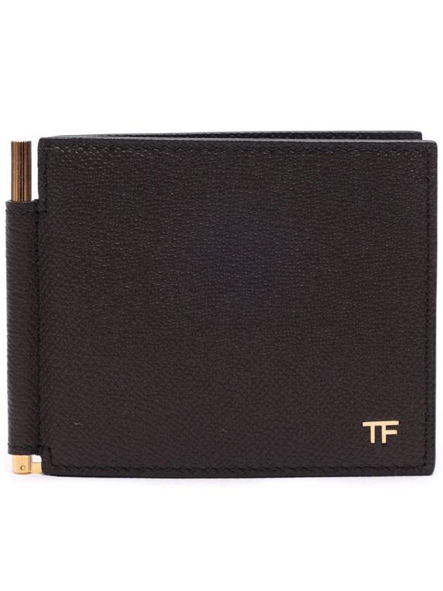 T Line Gold Logo Money Clip Bicycle Wallet Brown - TOM FORD - BALAAN.