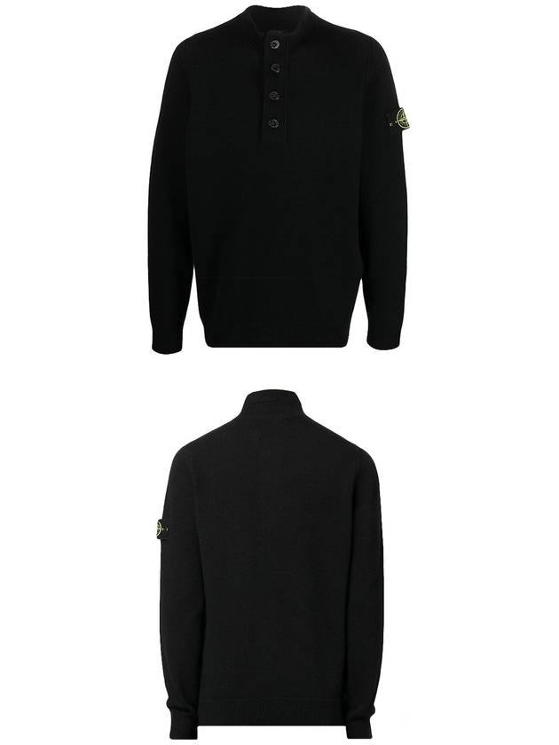 Wappen Patch Button Knit Top Black - STONE ISLAND - BALAAN 2