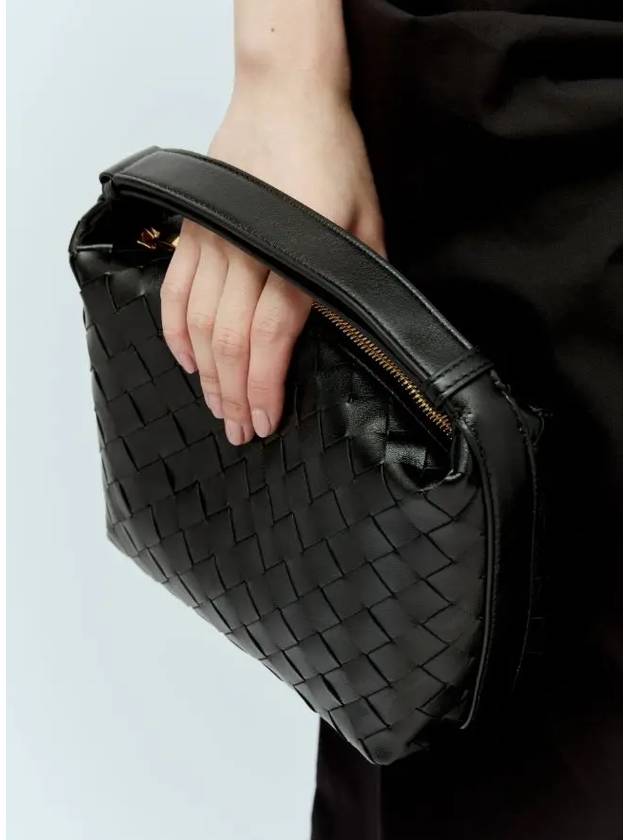 Intrecciato Small Leather Shoulder Bag Black - BOTTEGA VENETA - BALAAN 4