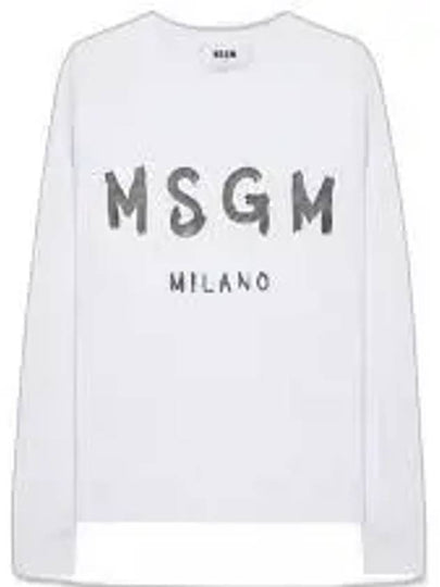 Women's Brushed Logo Crew Neck Sweatshirt White - MSGM - BALAAN 2