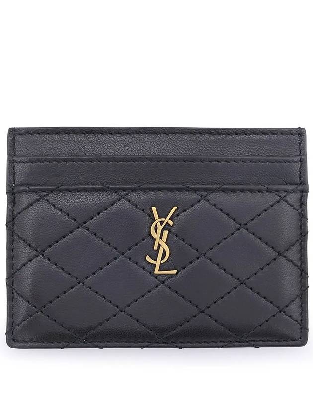 Gabi Quilted Lambskin Card Wallet Black - SAINT LAURENT - BALAAN 2