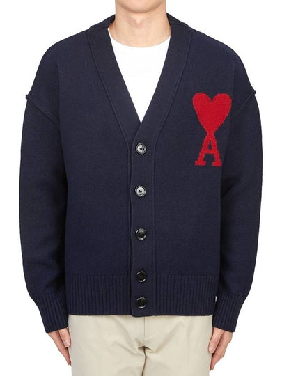 De Coeur Logo Wool Cardigan Navy - AMI - BALAAN 2