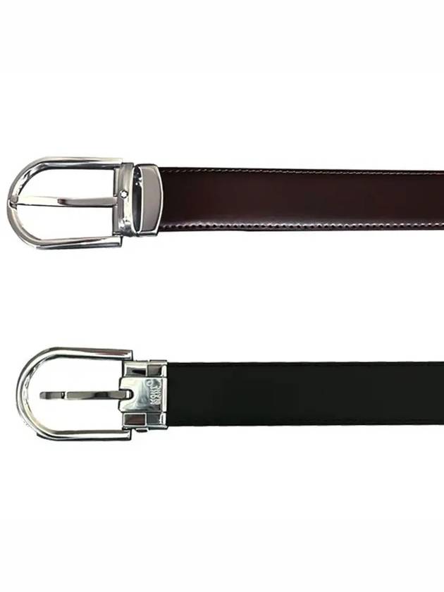 Horseshoe Buckle Double Sided Cutting Lather Belt Burgundy Black - MONTBLANC - BALAAN 3