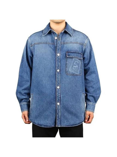 V Logo Denim Long Sleeve Shirt Blue - VALENTINO - BALAAN 1