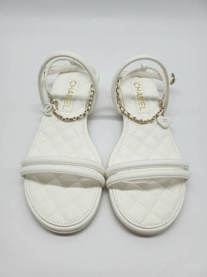 Strap Sandals Quilted Chain White G40020 - CHANEL - BALAAN 2