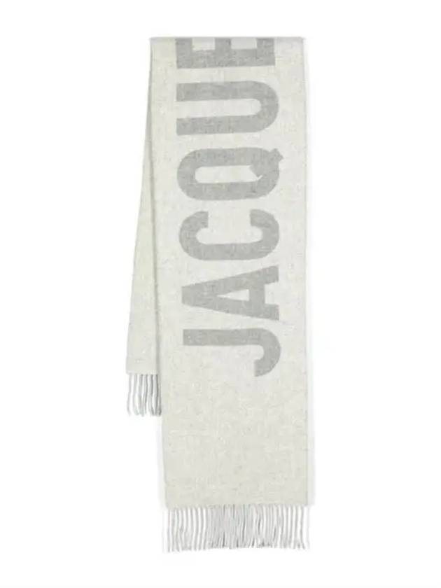 Lecharpe Fringe Logo Virgin Wool Muffler Grey - JACQUEMUS - BALAAN 2