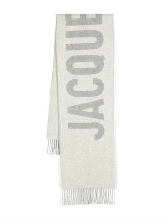 Lecharpe Fringe Logo Virgin Wool Muffler Grey - JACQUEMUS - BALAAN 2