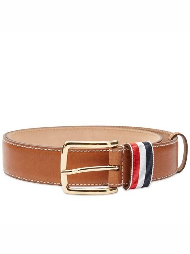 Three Stripe Tab Leather Belt Brown - THOM BROWNE - BALAAN 2