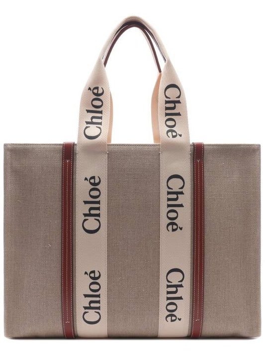 Woody Large Tote Bag White Brown Beige - CHLOE - BALAAN 2