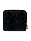 Matelasse Logo Zip Around Half Wallet Black - MIU MIU - BALAAN 4