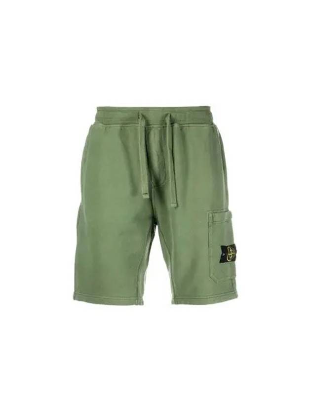 Brushed Cotton Fleece Bermuda Cargo Shorts Olive - STONE ISLAND - BALAAN 2