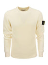 Crewneck Full Rib Wool Knit Top White - STONE ISLAND - BALAAN 2