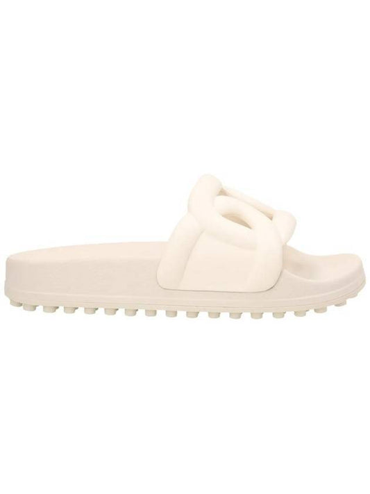 Maxi Chain Rubber Slide Slippers White - TOD'S - BALAAN.