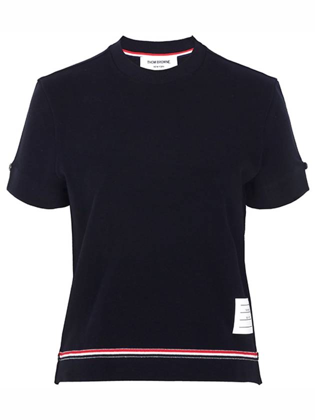 Cotton Pique Short Sleeve T-Shirt Navy - THOM BROWNE - BALAAN 2