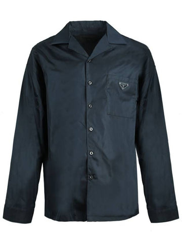 Triangle Logo Nylon Long Sleeve Shirt Navy - PRADA - BALAAN 1