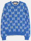 GG Cotton Intarsia Jumper Cobalt Knit Top Blue - GUCCI - BALAAN 2