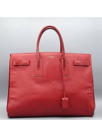 319910 Red leather gold logo printing Sac Dejour L size tote bag - SAINT LAURENT - BALAAN 1