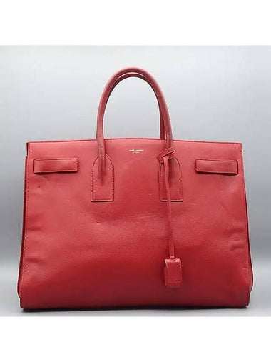 319910 Red leather gold logo printing Sac Dejour L size tote bag - SAINT LAURENT - BALAAN 1