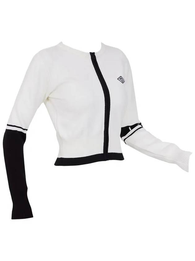 Women s Golf Wear Color Line Knit Zip up Cardigan Black - J JANE - BALAAN 3