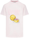 Logo Applique Graphic Print Short Sleeve T Shirt Pink - GANNI - BALAAN 2