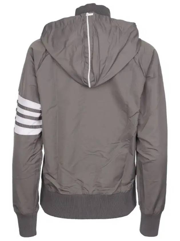 Women's Ripstop Mesh 4 Bar Zip Up Hoodie Grey - THOM BROWNE - BALAAN 3