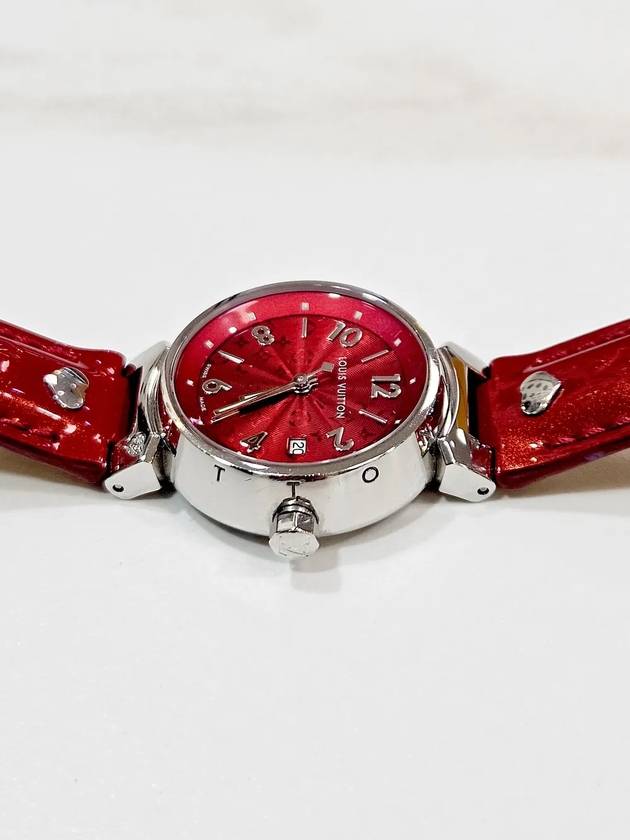 Women s Watch Tambour Hologram One Point Diamond Red 28mm Q121T - LOUIS VUITTON - BALAAN 4