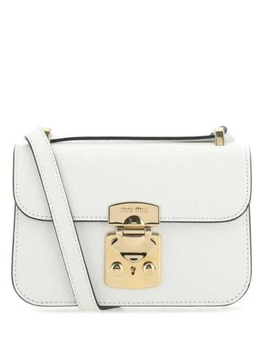 Madras Embossed Logo Gold Leather Shoulder Bag White - MIU MIU - BALAAN 1