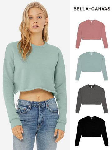 Women s Sweatshirt Cropped Long Sleeve T Shirt Round Neck Tee 7503 - BELLACANVAS - BALAAN 1