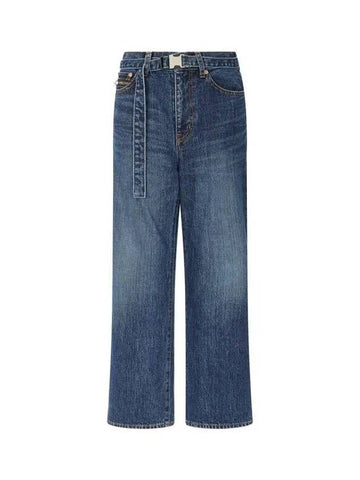 Women s Buckle Belt Bootcut Denim Pants Blue - SACAI - BALAAN 1