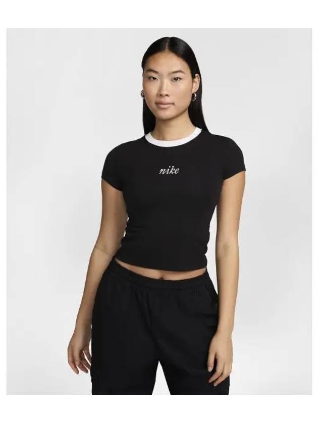 Women's NSW Chill Knit Crop Short Sleeve T-Shirt Black - NIKE - BALAAN 2