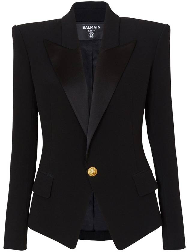 Button Crepe Blazer Jacket Black - BALMAIN - BALAAN 2