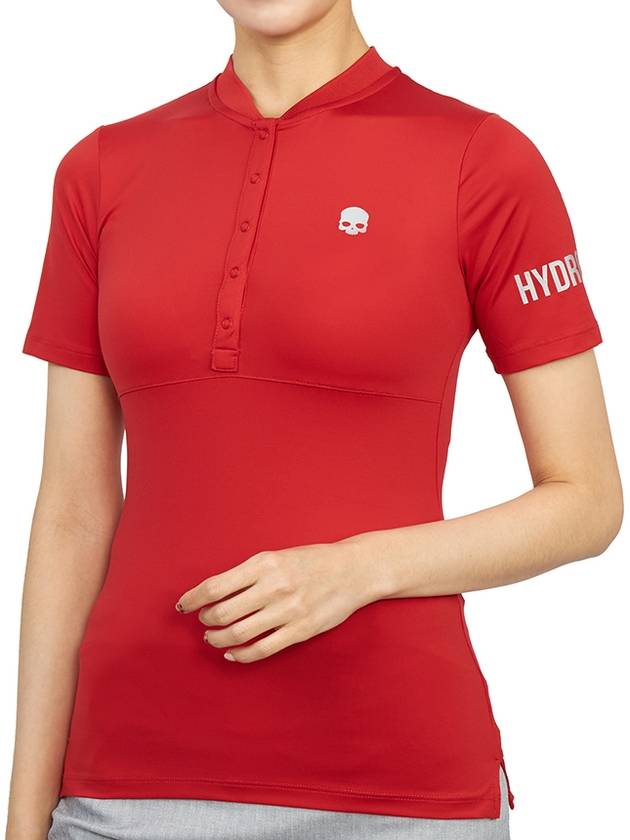 Women's Golf Serafino Classic Short Sleeve PK Shirt Red - HYDROGEN - BALAAN 6