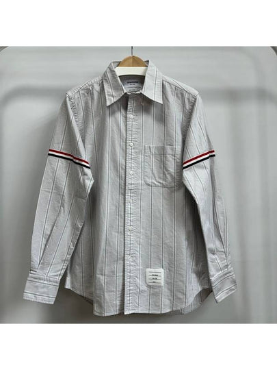 Oxford Armband Stripe Long Sleeve Shirt Grey - THOM BROWNE - BALAAN 2