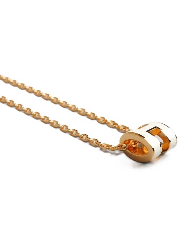 Mini Pop H Pendant Necklace Gold Blanc White - HERMES - BALAAN 5