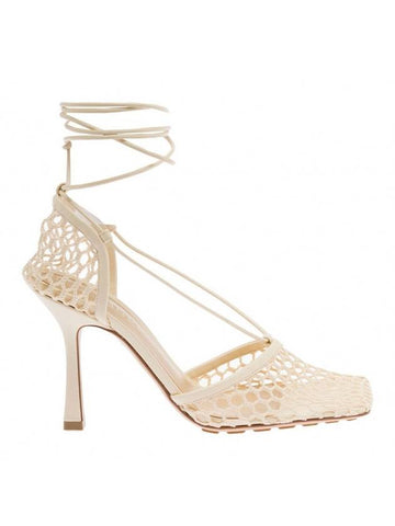 Open Mesh Stretch Sandal Heels Beige - BOTTEGA VENETA - BALAAN 1