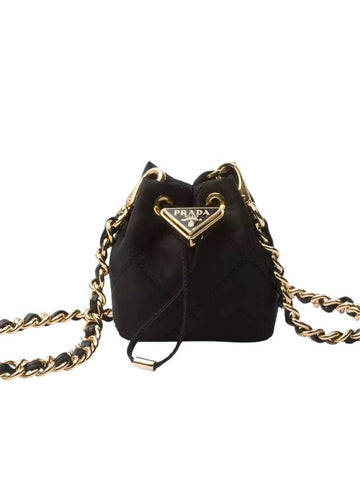 Triangle Logo Mini Bucket Bag Black - PRADA - BALAAN 1