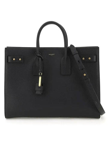 Sac De Jour Thin Large Grain Leather Tote Bag Black - SAINT LAURENT - BALAAN 1