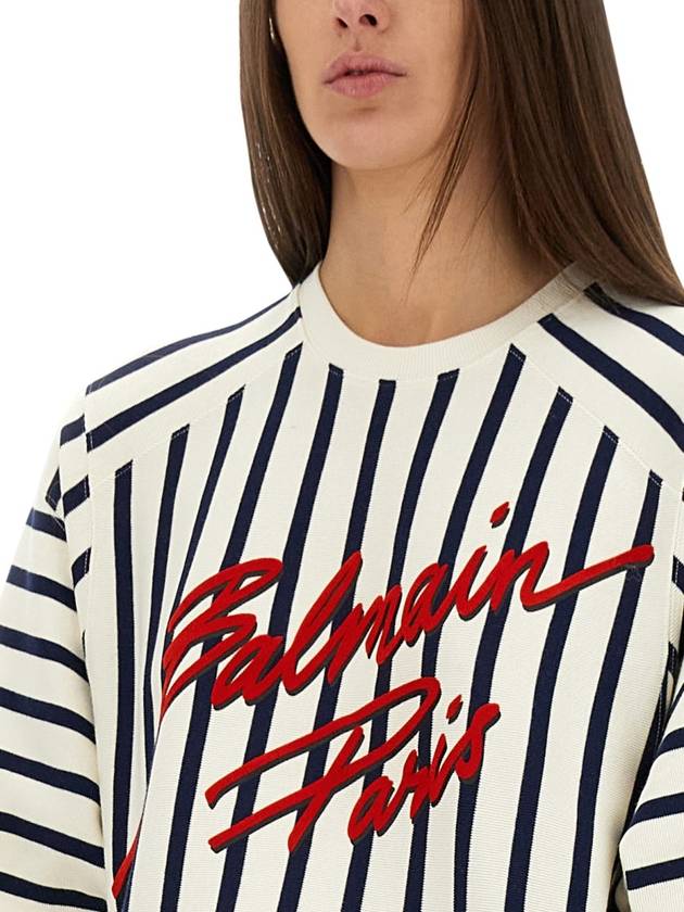 STRIPED BASEBALL T-SHIRT - BALMAIN - BALAAN 4