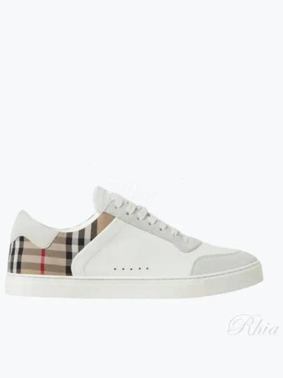 Check Leather Suede Sneakers Natural White Archive Beige - BURBERRY - BALAAN 2