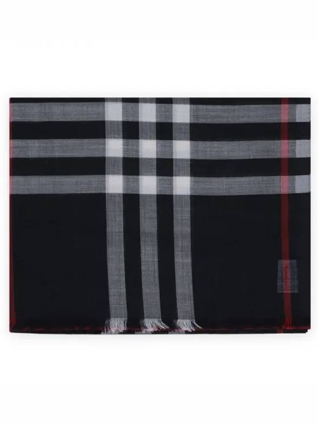 Checkered Wool Silk Scarf Navy - BURBERRY - BALAAN 2