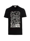 logo embroidery print short sleeve t-shirt black - ALEXANDER MCQUEEN - BALAAN 1