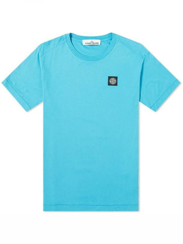 Logo patch short sleeve t shirt blue - STONE ISLAND - BALAAN 1