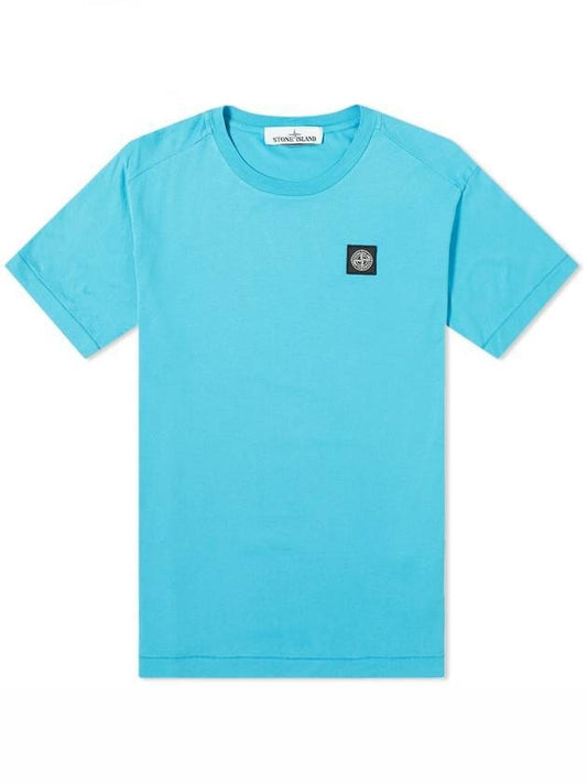 Logo Patch Short Sleeve T-Shirt Blue - STONE ISLAND - BALAAN 1